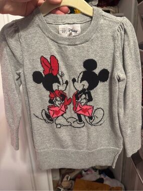 Baby Gap x Disney Grey Minnie & Mickey Knit Sweater